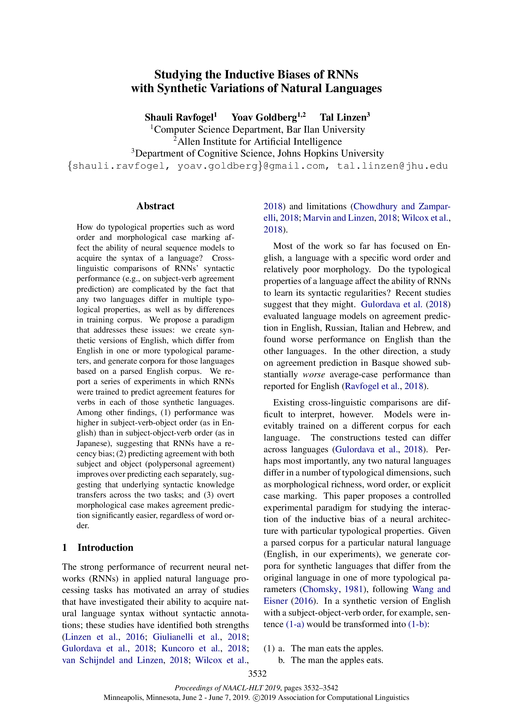 Studying the Inductive Biases of RNNs with Synthetic Variations of Natural Languages