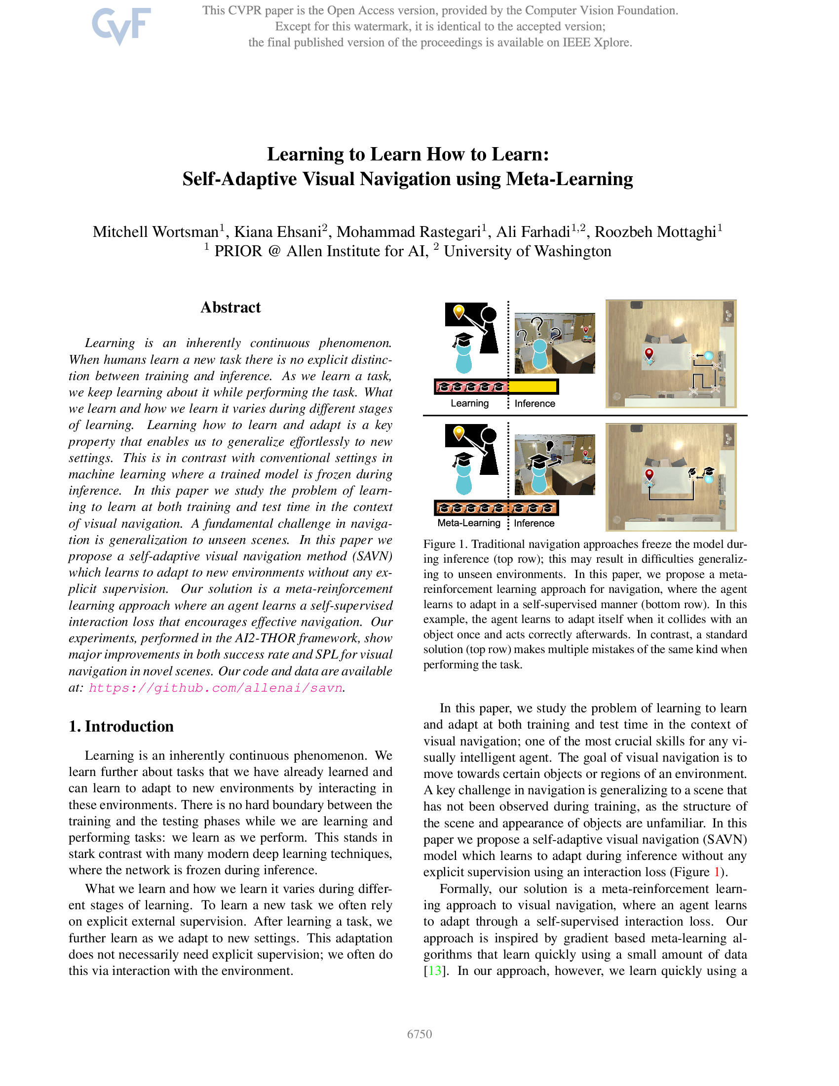 Learning to Learn How to Learn: Self-Adaptive Visual Navigation Using Meta-Learning