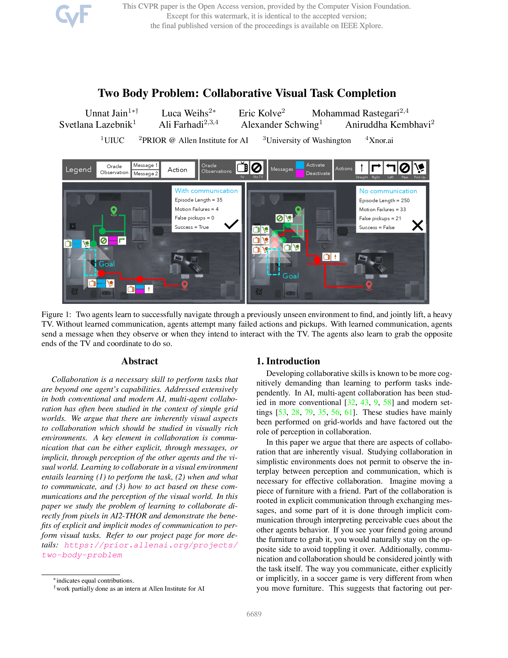 Two Body Problem: Collaborative Visual Task Completion