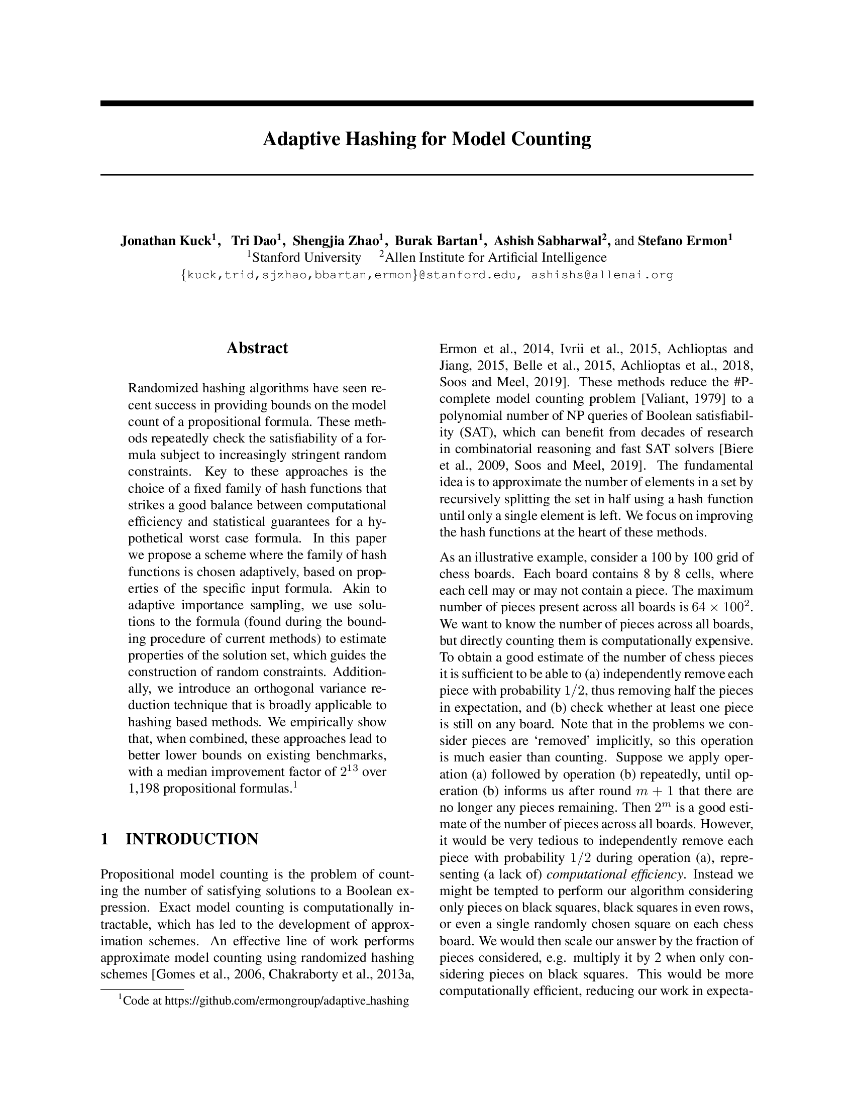 Adaptive Hashing for Model Counting