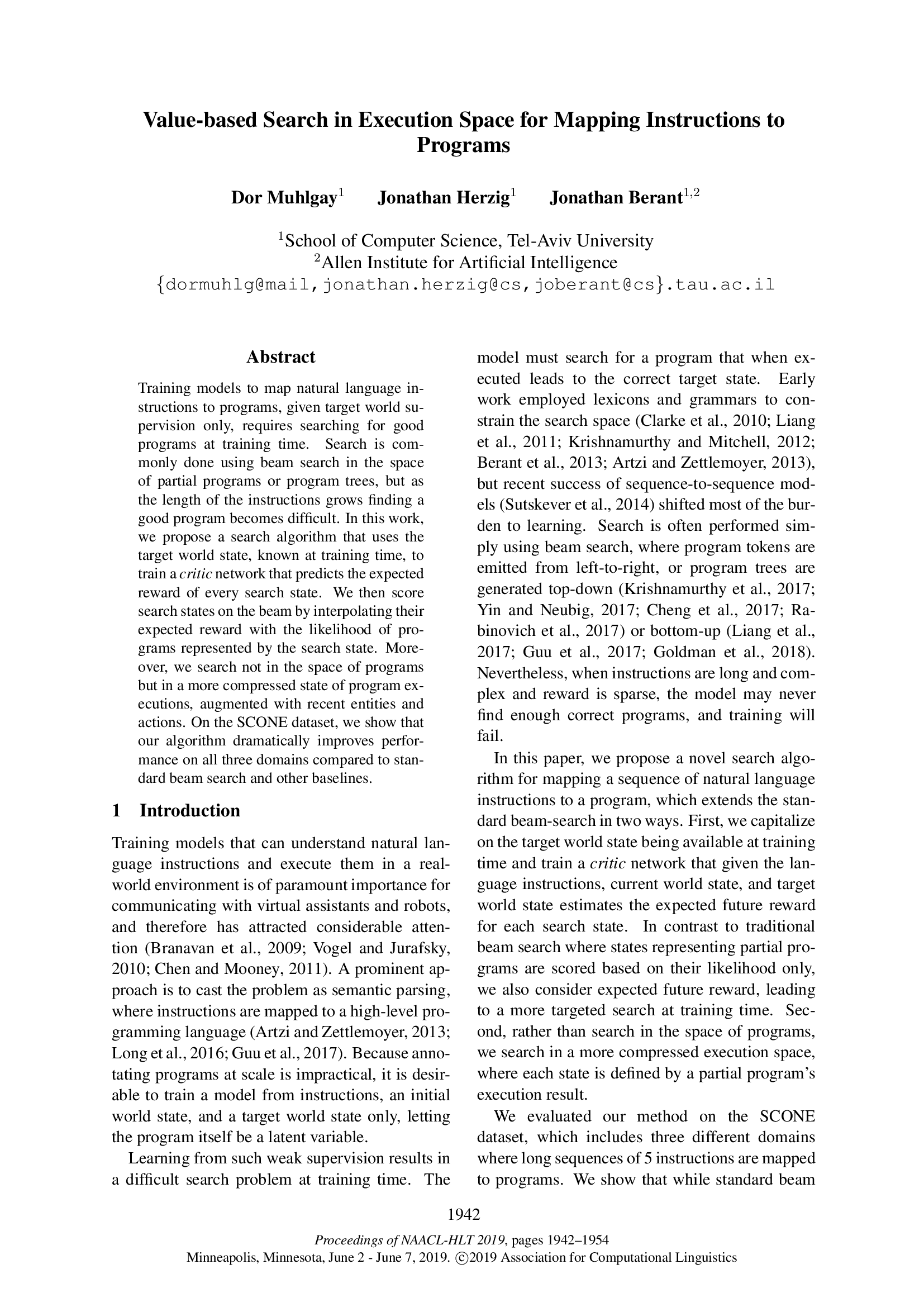 Value-based Search in Execution Space for Mapping Instructions to Programs