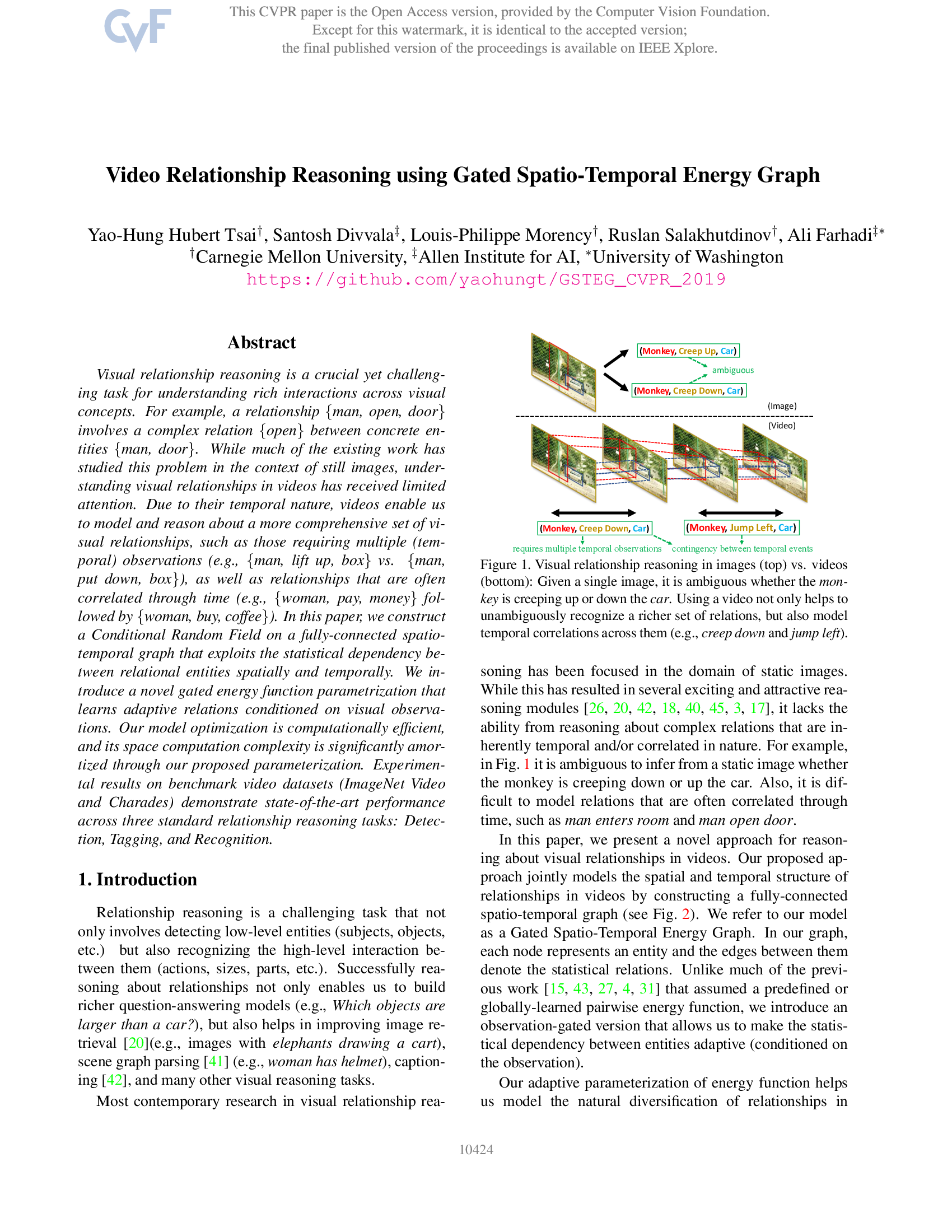 Video Relationship Reasoning Using Gated Spatio-Temporal Energy Graph