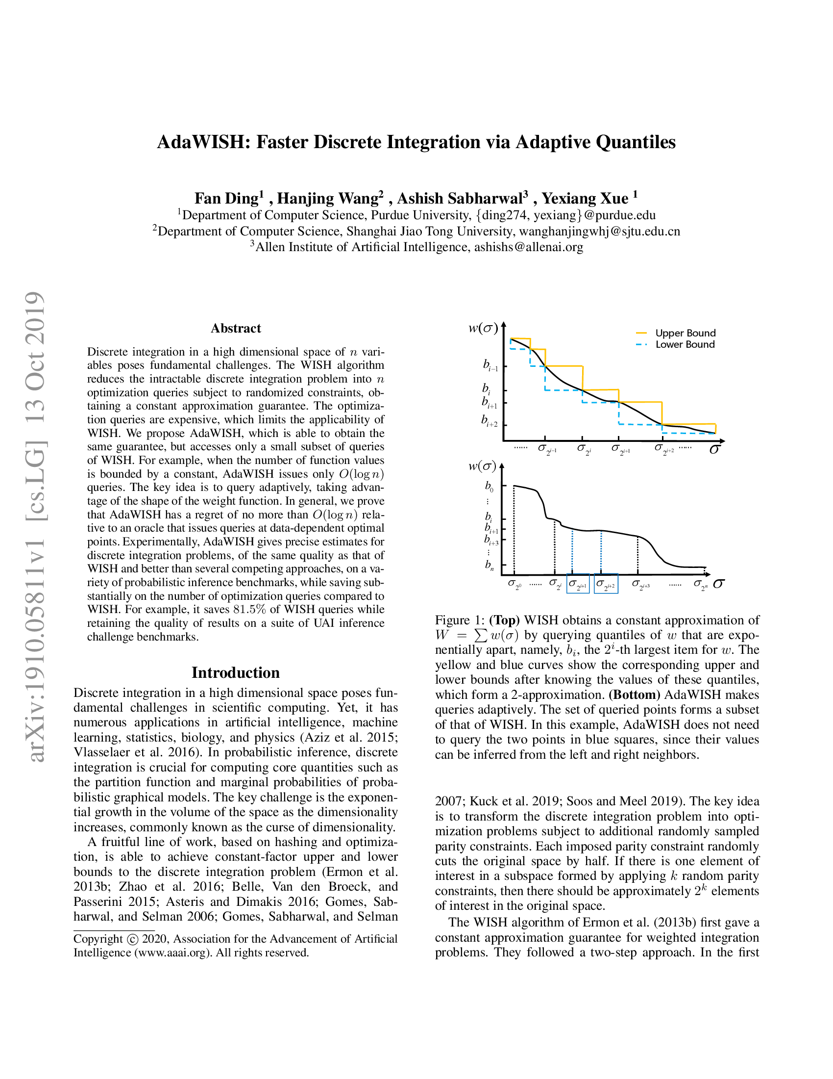 AdaWISH: Faster Discrete Integration via Adaptive Quantiles