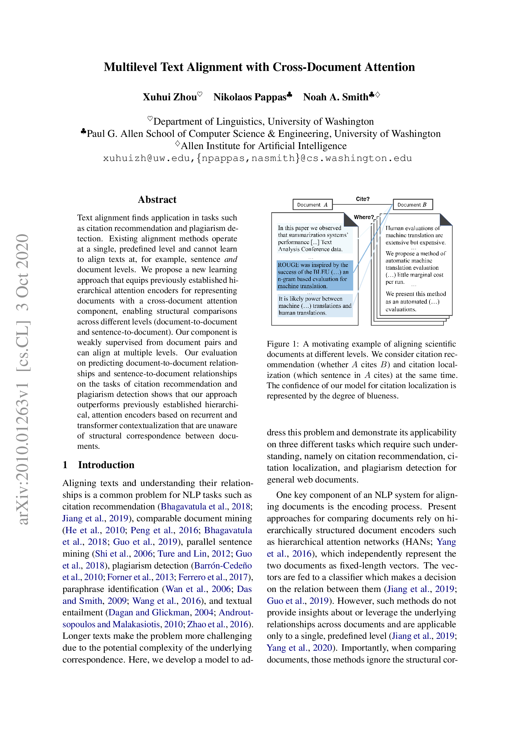 Multilevel Text Alignment with Cross-Document Attention