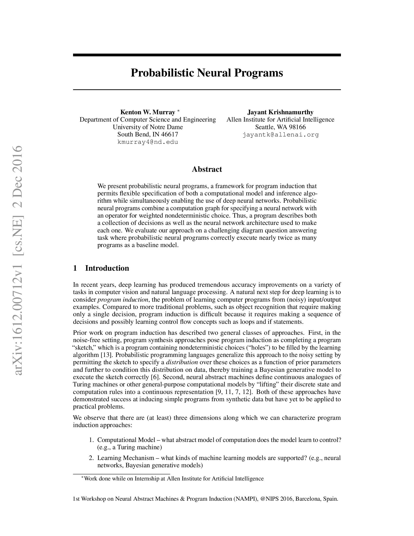 Probabilistic Neural Programs